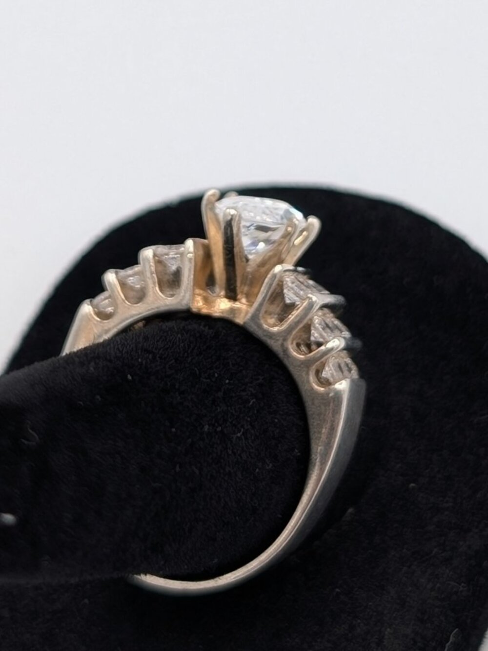 Vintage 90s DQCZ 925 Sterling Silver Marquise Statement Engagement Ring 6.5 - Picture 4 of 10